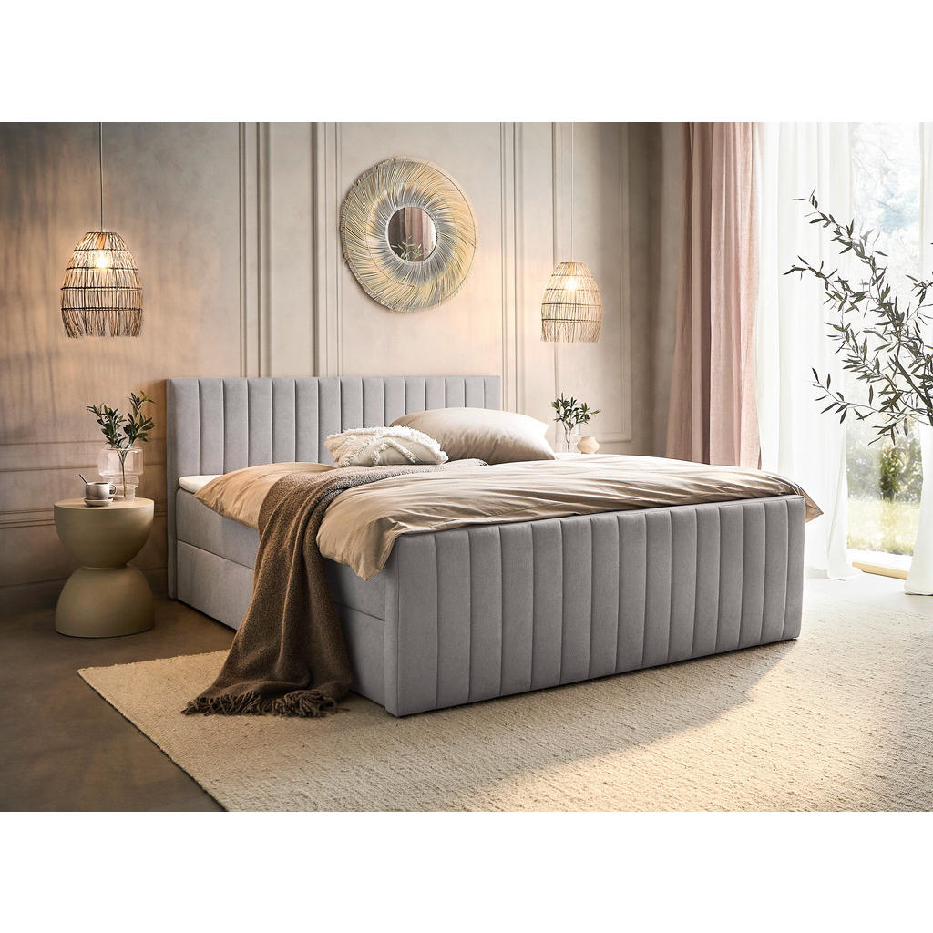 Boxxx AMERICKÁ POSTEL, 180/200 cm, světle šedá 1