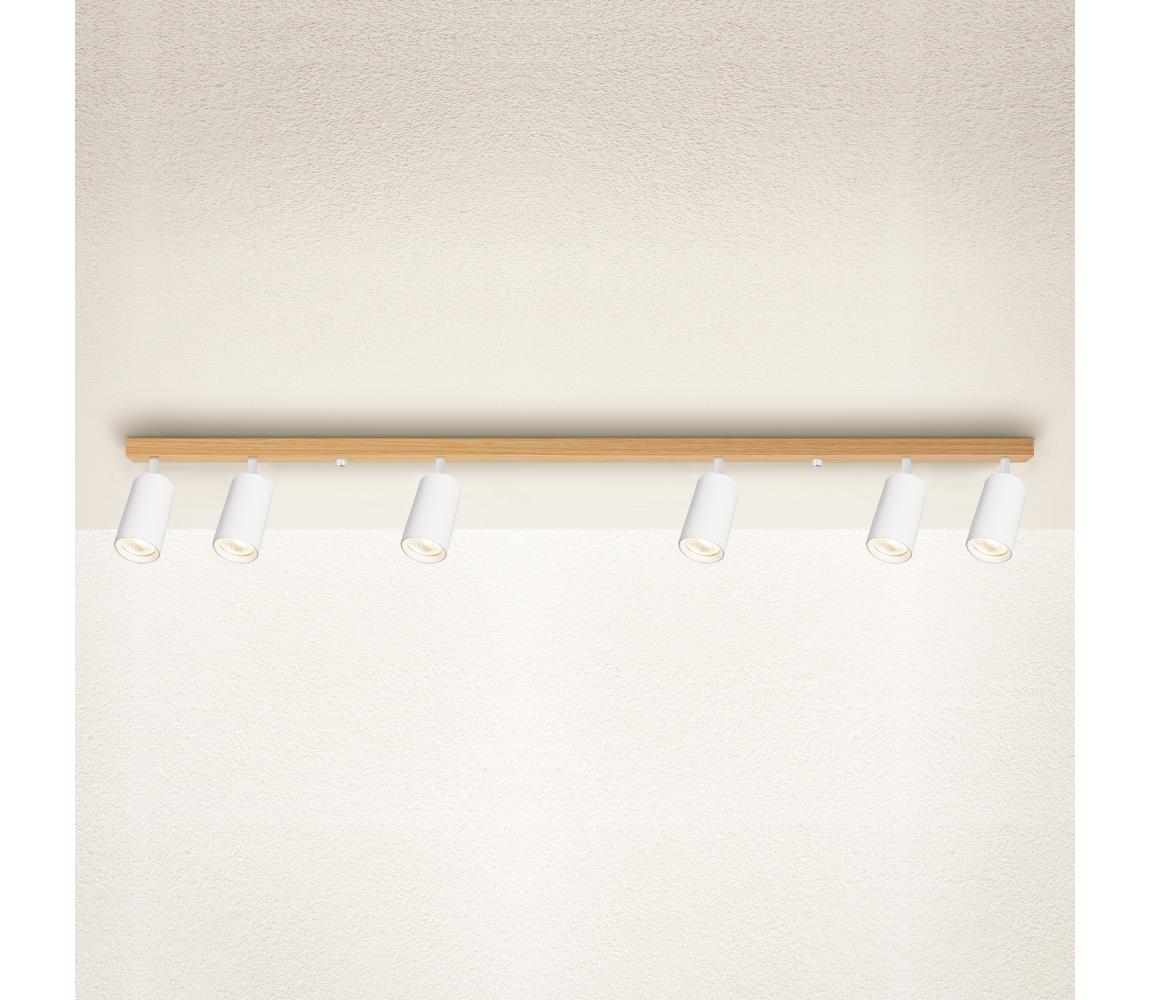 Brilagi - Bodové svítidlo SELE 6xGU10/30W/230V bílá/dekor dubu WO-SELE-WH-WD05-OEM