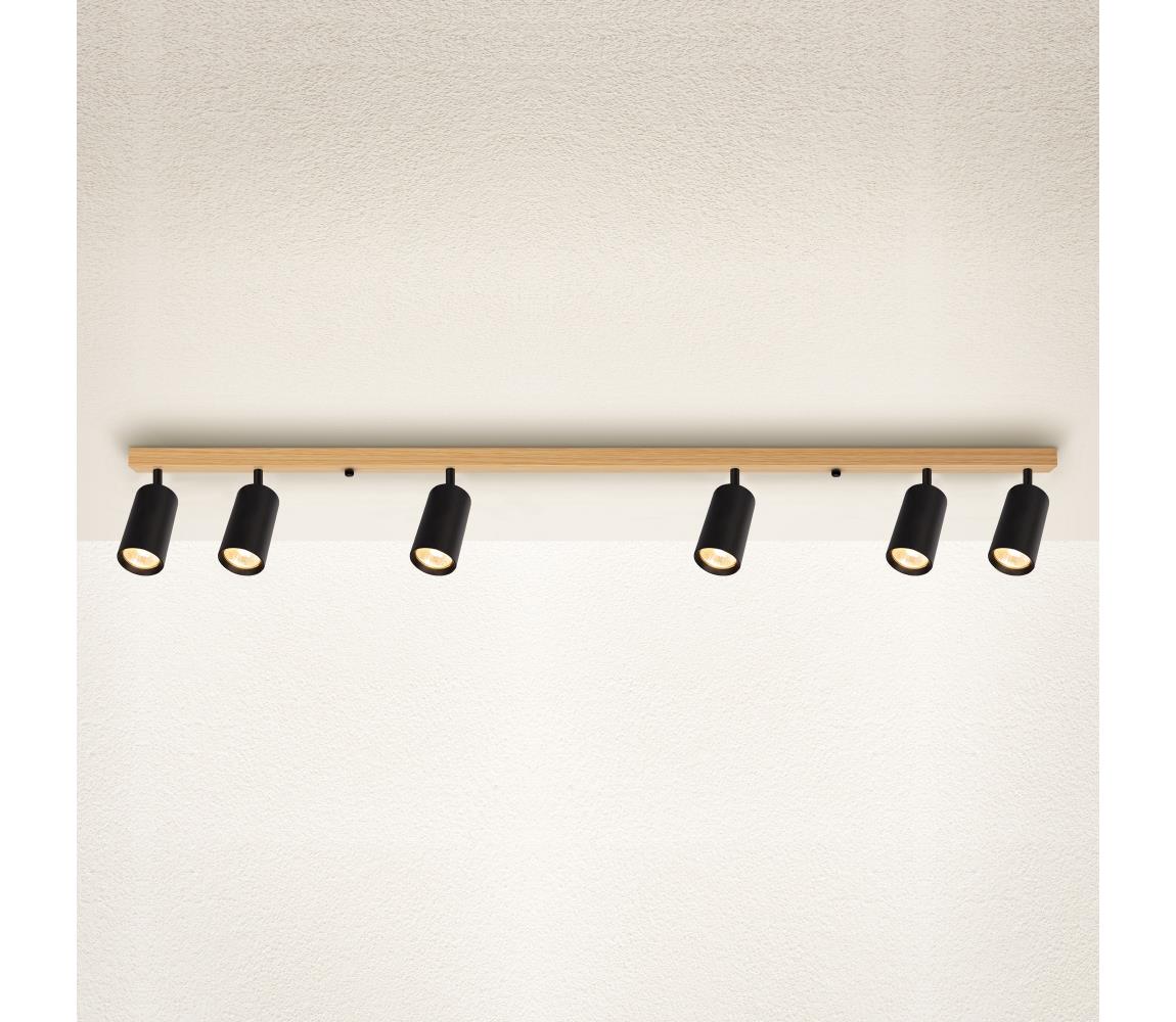 Brilagi - Bodové svítidlo SELE 6xGU10/30W/230V černá/dekor dubu WO-SELE-BK-WD05-OEM
