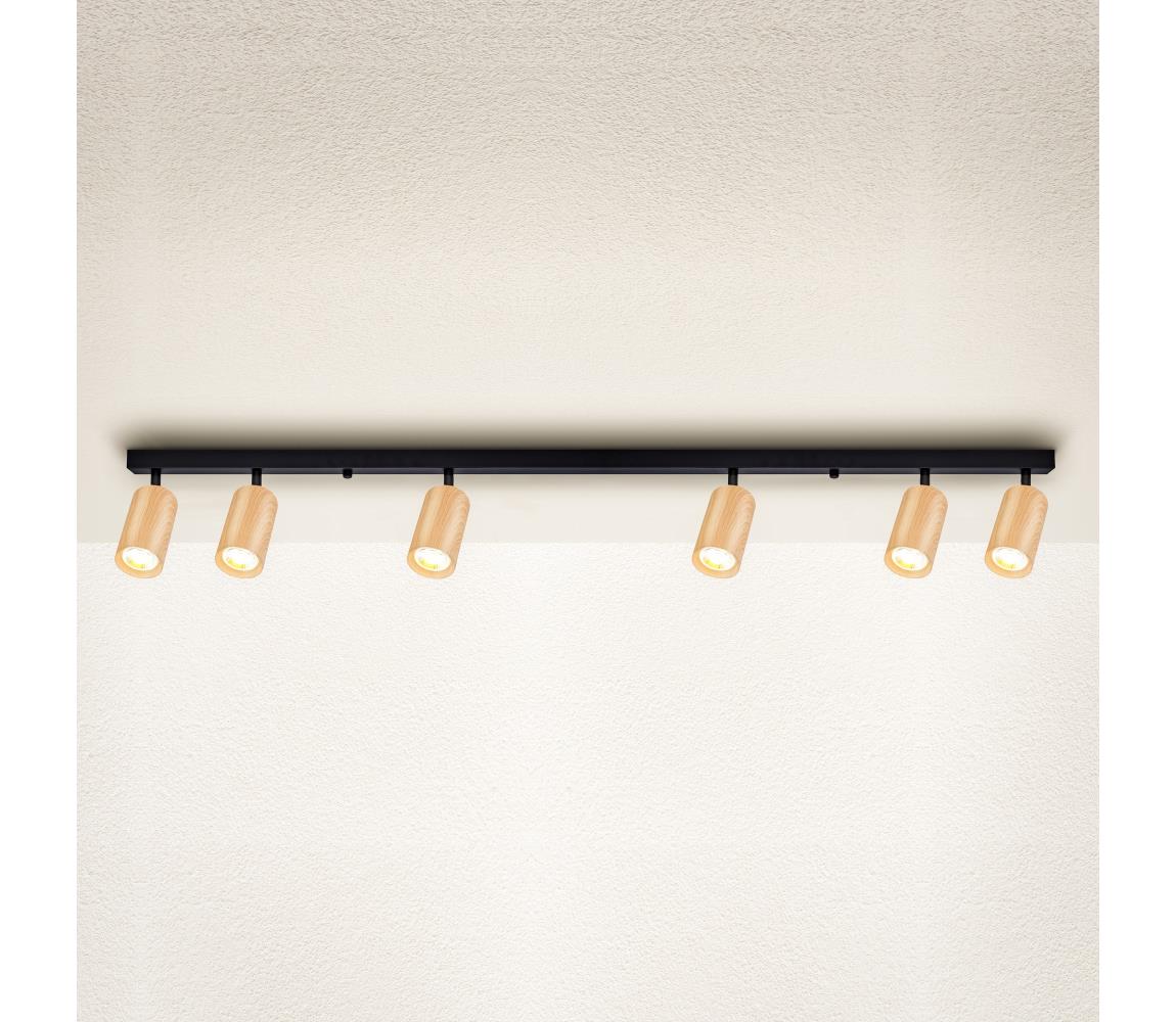Brilagi - Bodové svítidlo SELE 6xGU10/30W/230V černá/dekor dubu WO-Z5-A-OEM