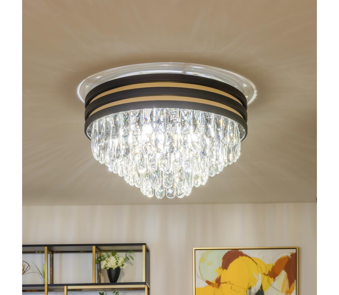 Brilagi - LED Křišťálové stropní svítidlo VELURE 5xE14/40W/230V černá BG-C0525-05A-P7D7