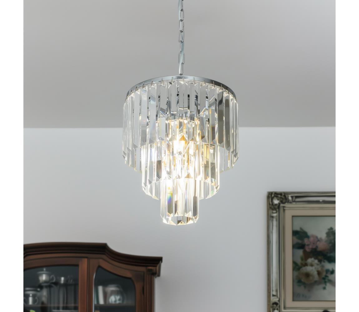 Brilagi - LED Křišťálový lustr na řetězu MOZART 4xE14/40W/230V lesklý chrom BG-17106/3+1-CHR