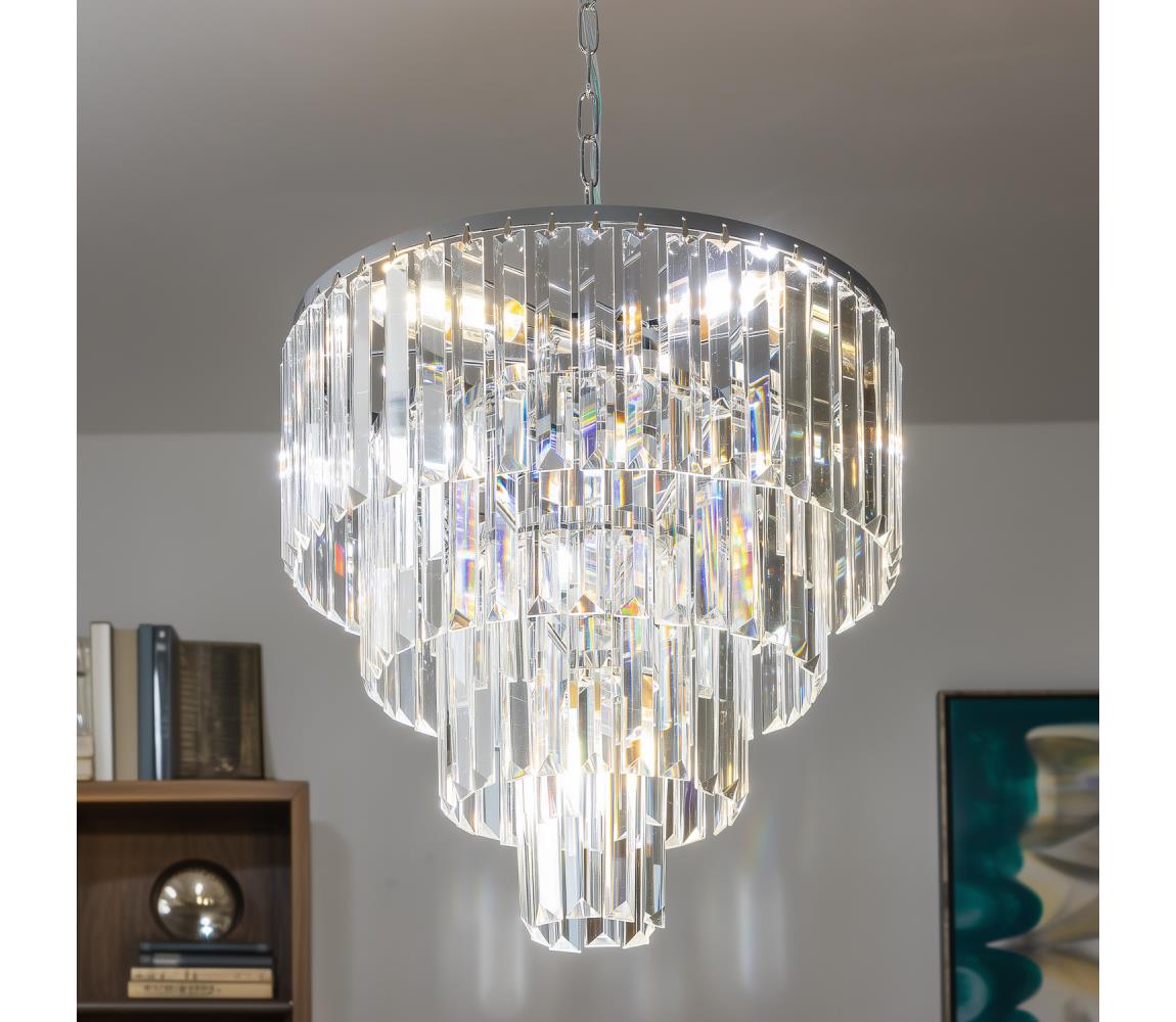 Brilagi - LED Křišťálový lustr na řetězu MOZART 5xE14/40W/230V lesklý chrom BG-17106/4+1-CHR