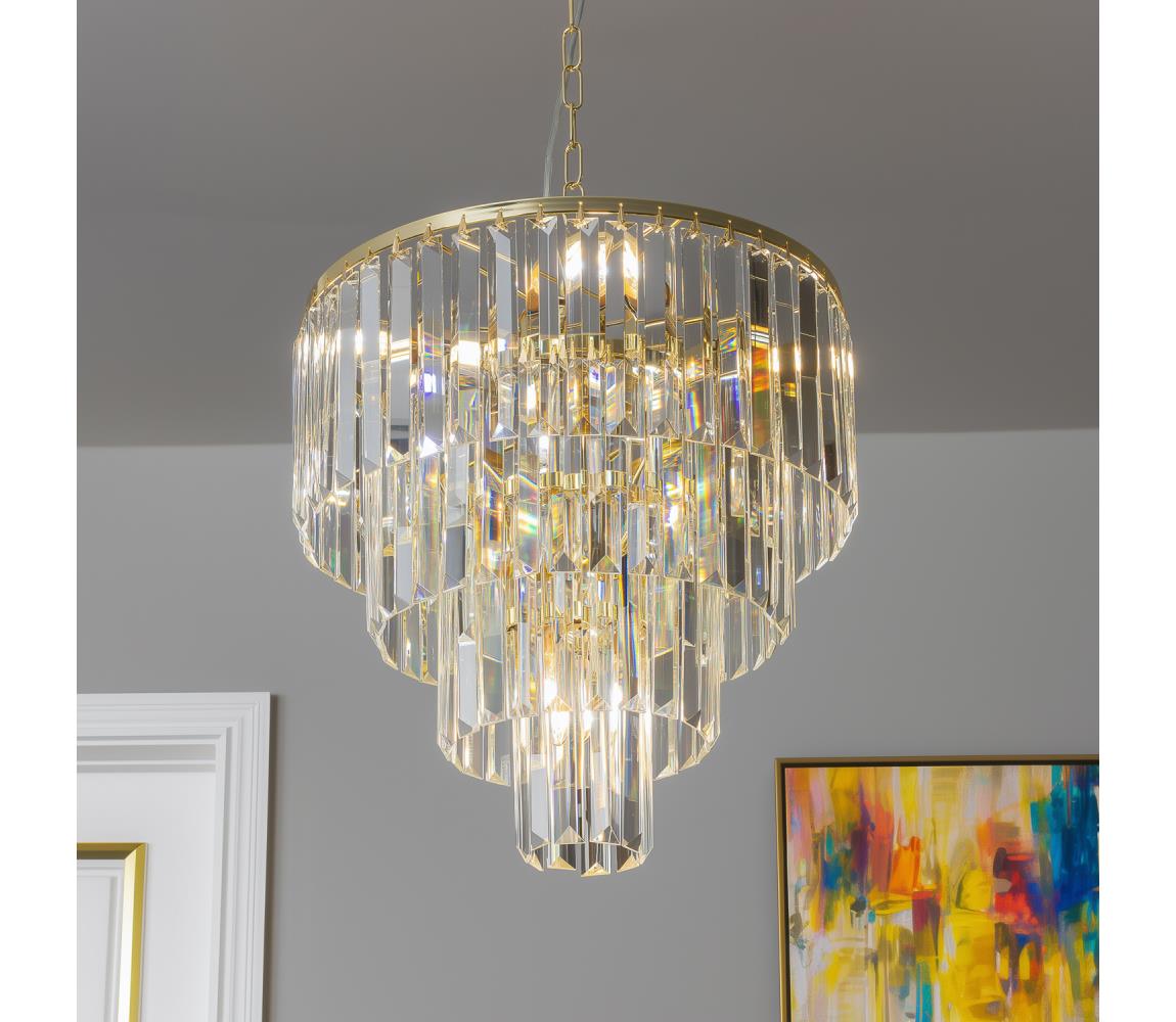 Brilagi - LED Křišťálový lustr na řetězu MOZART 5xE14/40W/230V zlatá BG-17106/4+1-GLD