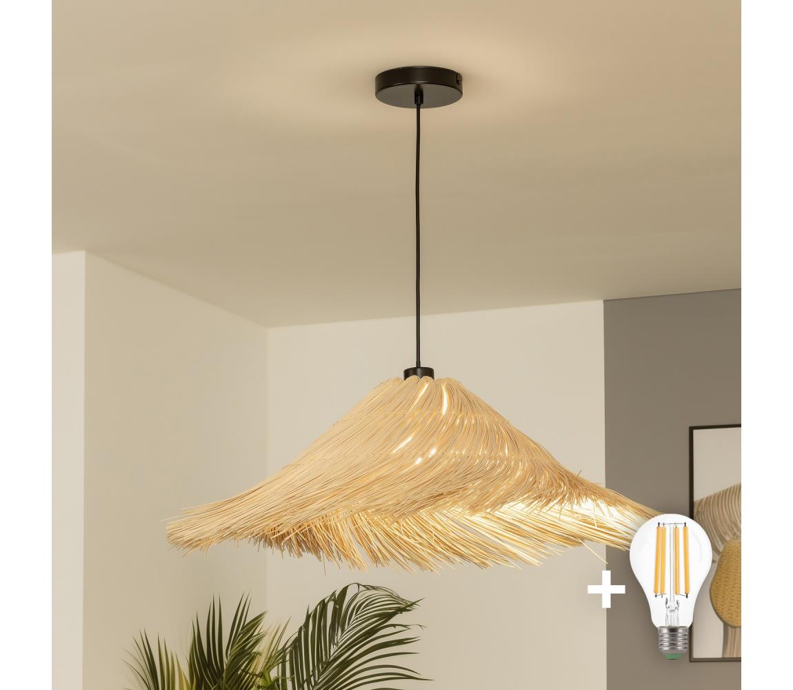 Brilagi - LED Lustr na lanku CERIA BOHO 1xE27/40W/230V pr. 100 cm ratan EG300169+EG781137