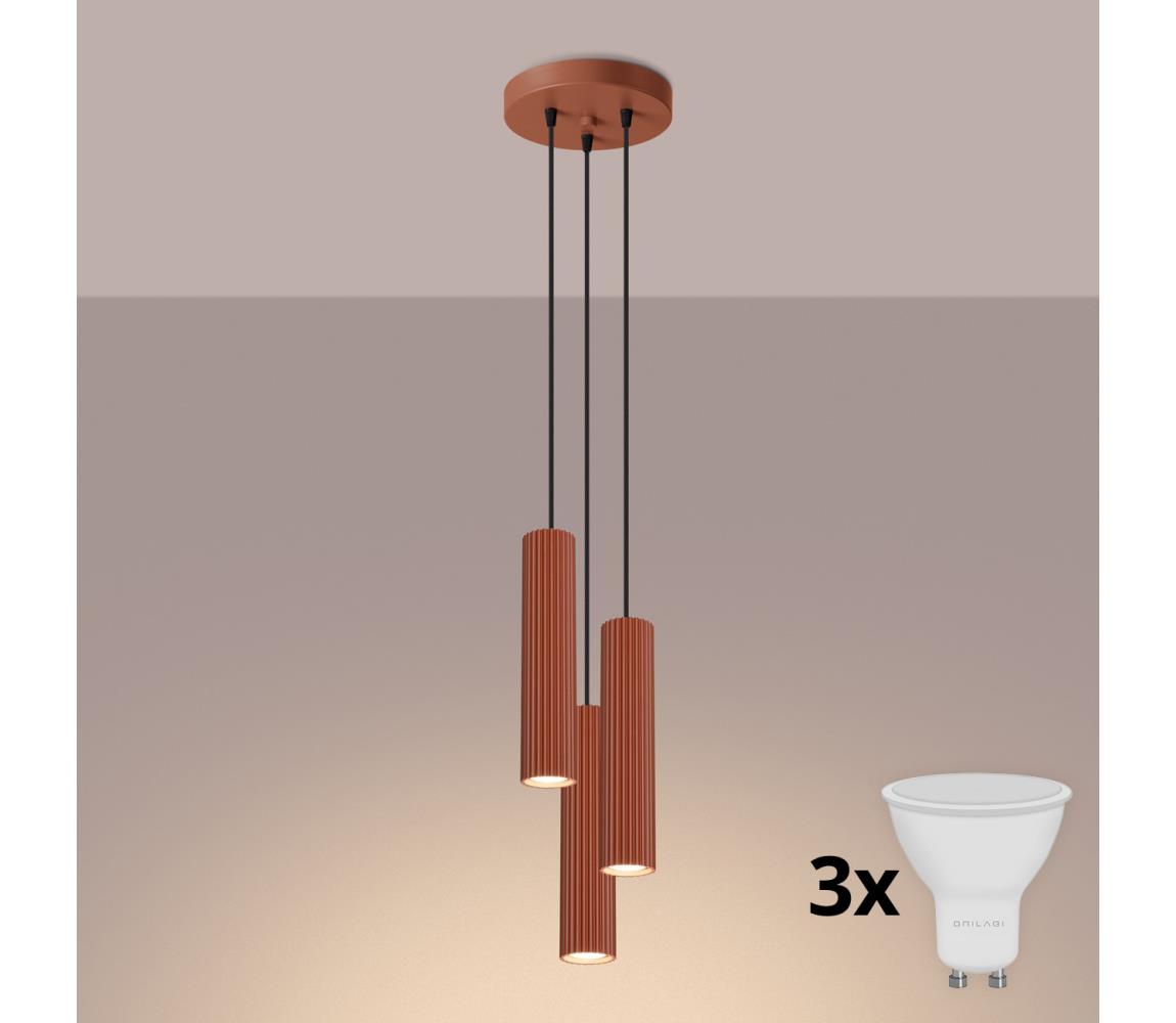 BRILAGI - LED Lustr na lanku CRESTO 3xGU10/10W/230V oranžová BR.1633