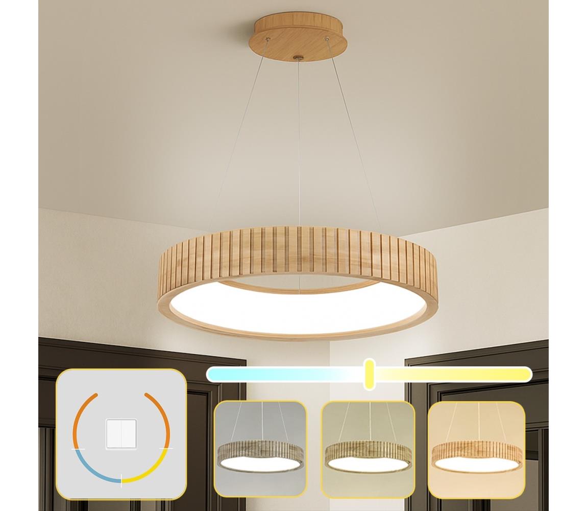Brilagi - LED Lustr na lanku FALCON WOOD MODERN LED/30W/230V pr. 45 cm dřevo BRI527