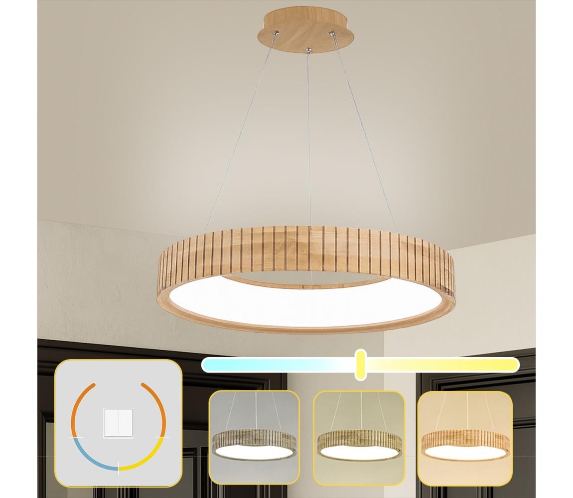 Brilagi - LED Lustr na lanku FALCON WOOD MODERN LED/40W/230V pr. 60 cm dřevo BRI528