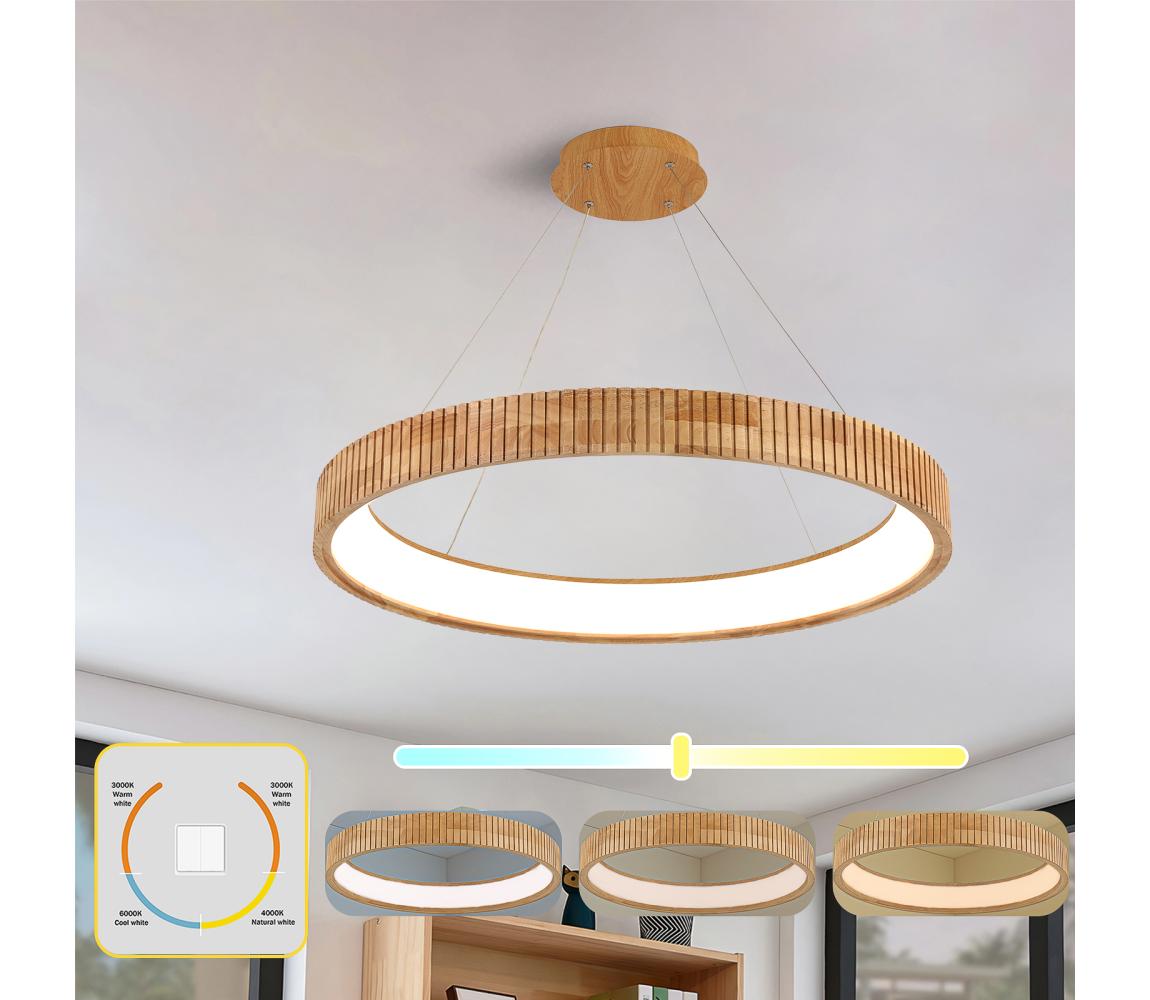 Brilagi - LED Lustr na lanku FALCON WOOD MODERN LED/60W/230V pr. 80 cm dřevo BRI554