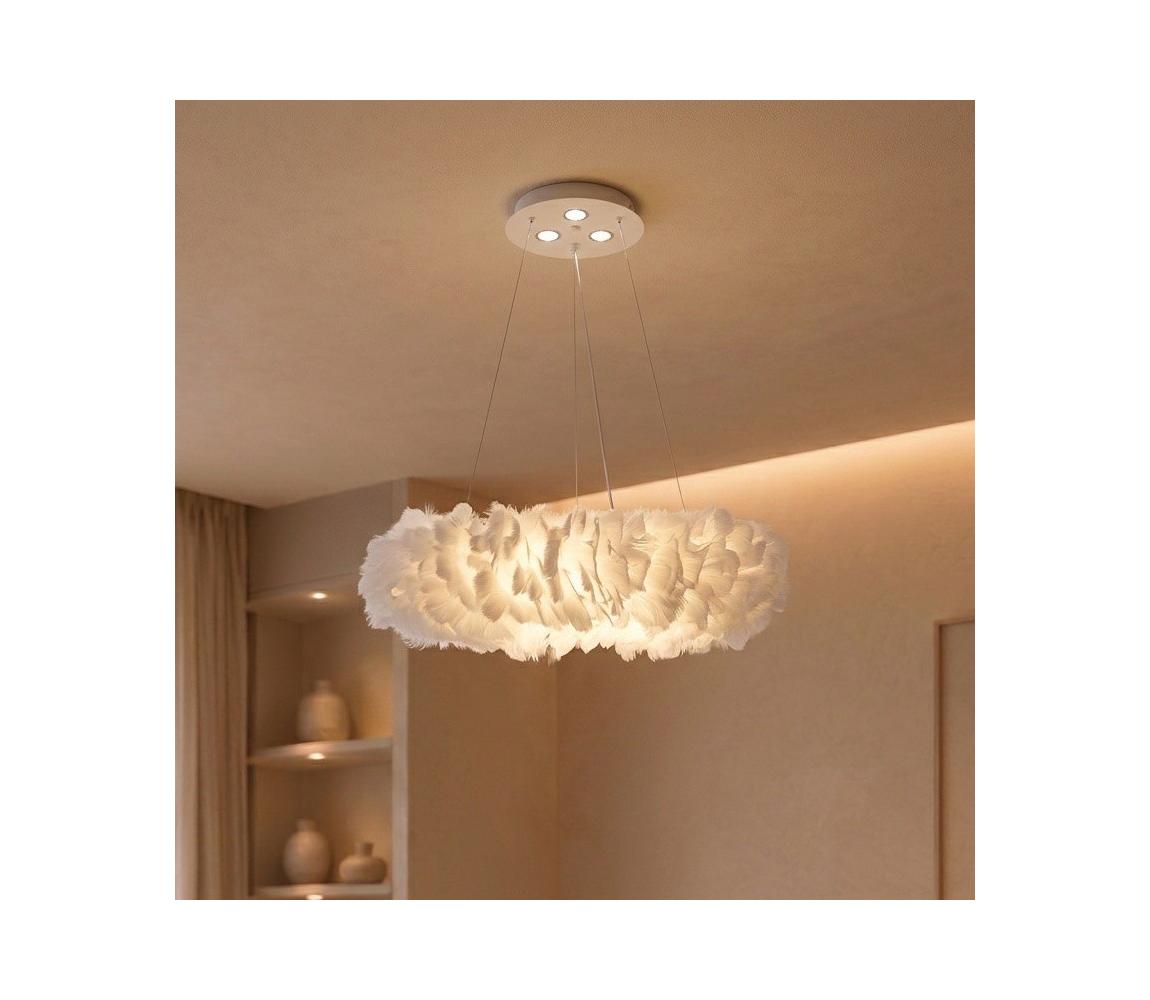 Brilagi - LED Lustr na lanku FEATHER 3xE27/40W/230V + 3xLED/3W pr. 50 cm bílá BRI939