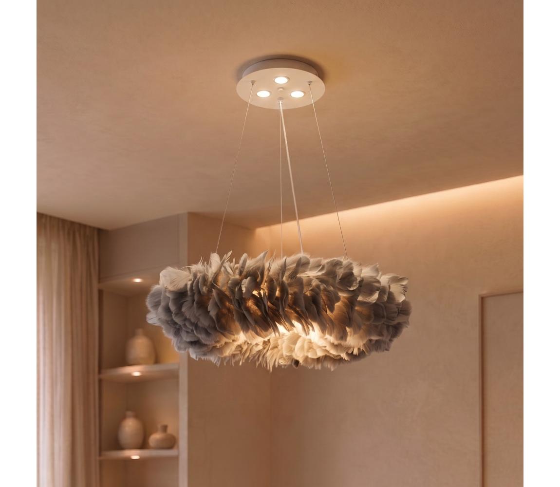 Brilagi - LED Lustr na lanku FEATHER 3xE27/40W/230V + 3xLED/3W pr. 50 cm šedá BRI941