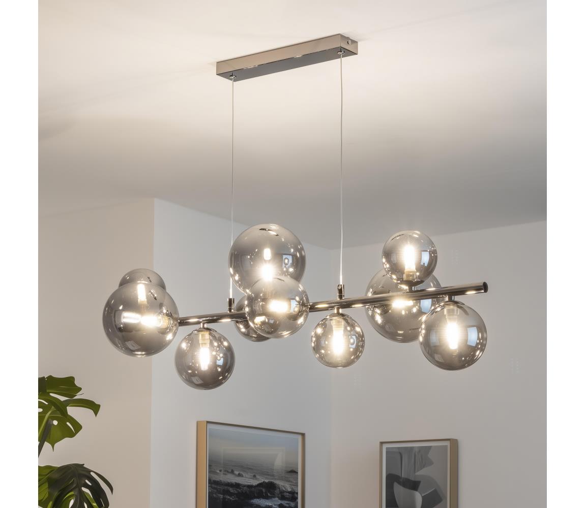 Brilagi - LED Lustr na lanku MILLA 10xG9/3W/230V černý chrom/kouřová 7010-10CS
