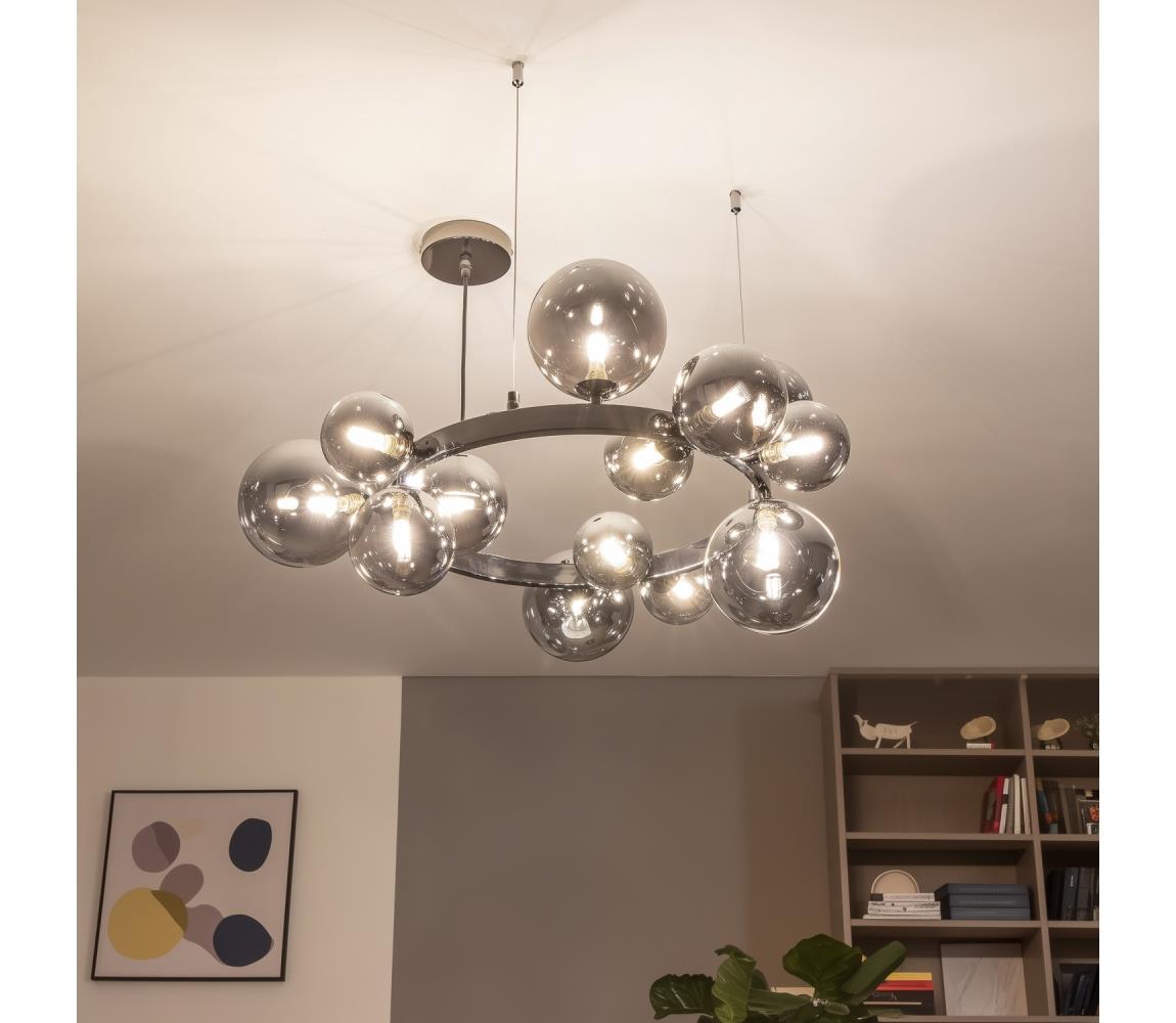 Brilagi - LED Lustr na lanku MILLA 15xG9/3W/230V černý chrom/kouřová 6010-15CS