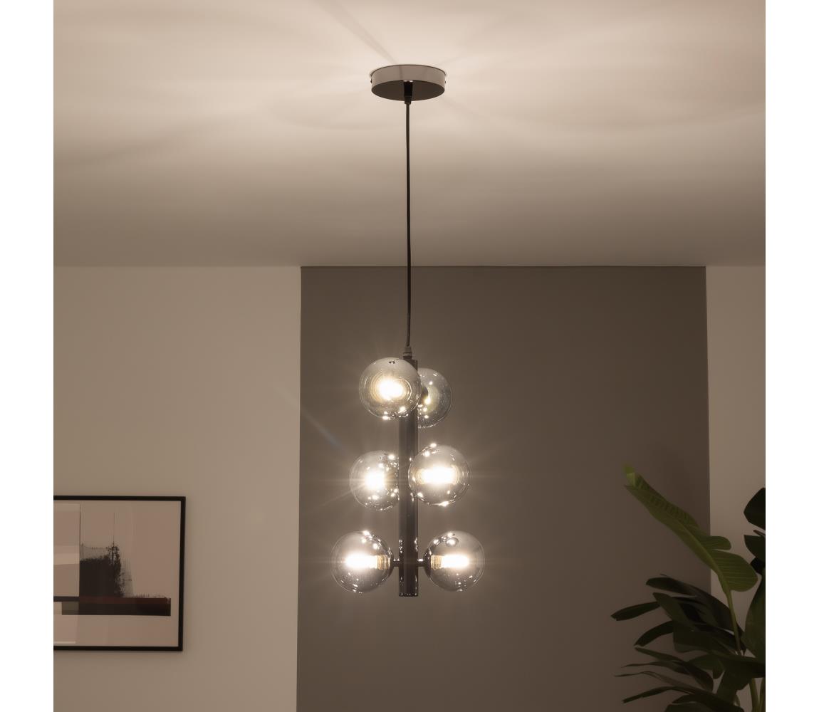 Brilagi - LED Lustr na lanku MILLA 6xG9/3W/230V černý chrom/kouřová 6010-6CS
