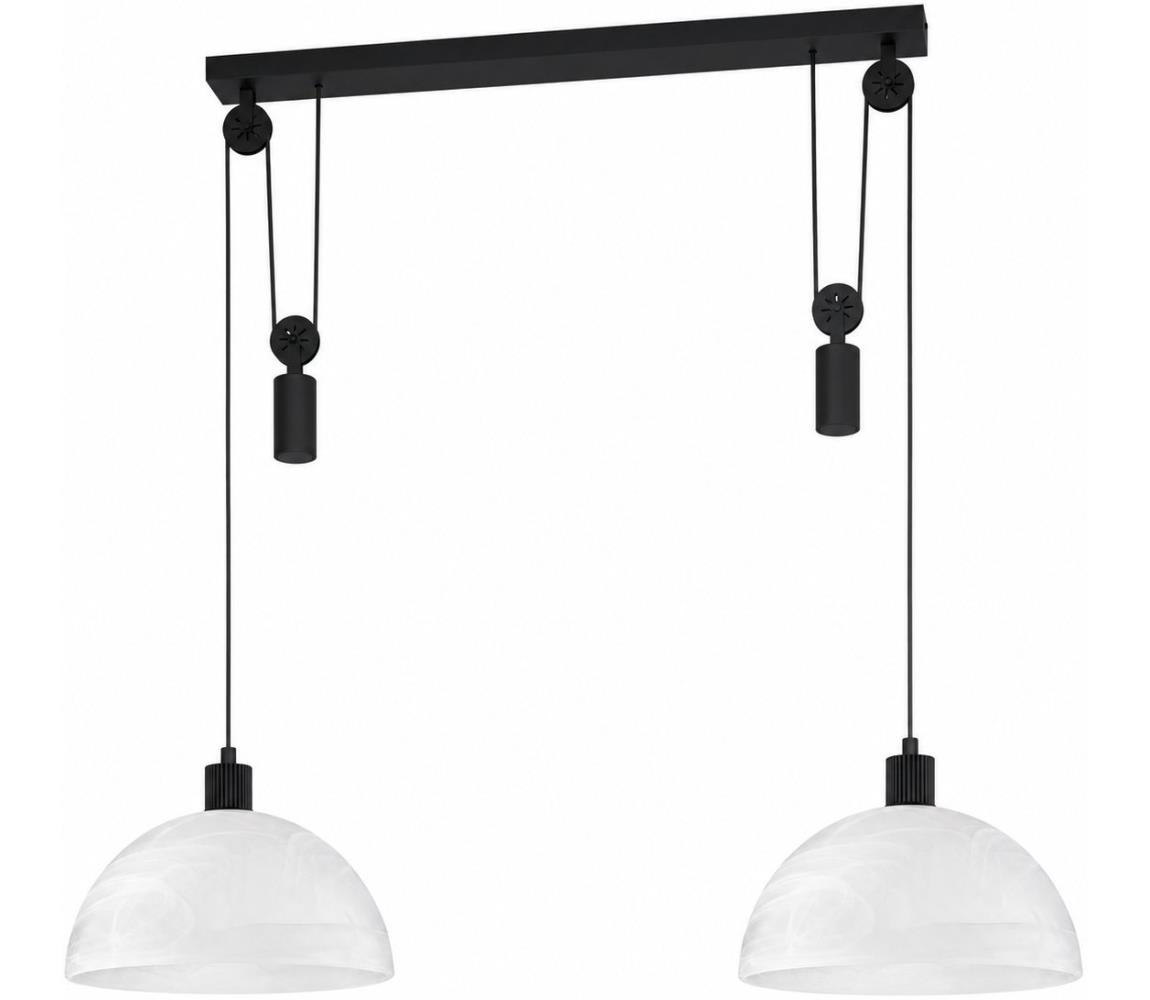BRILAGI - LED Lustr na lanku RETRO GLASS 2xE27/40W/230V černá/bílá EG43438A+2xNSLA49427