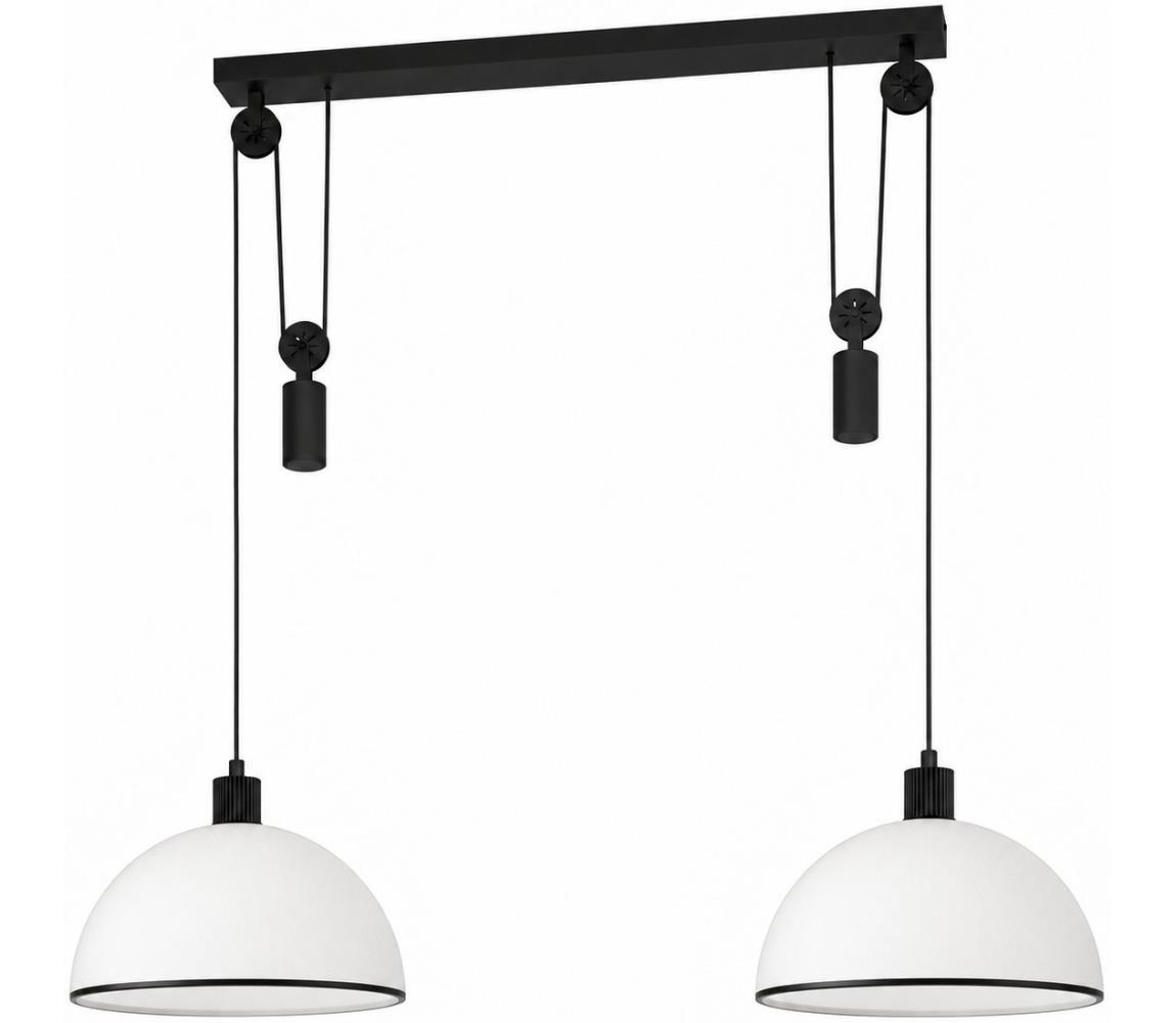 BRILAGI - LED Lustr na lanku RETRO GLASS 2xE27/40W/230V černá/bílá EG43438A+2xNSLA62174