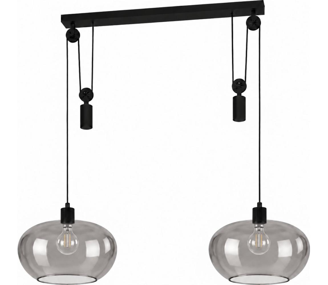 BRILAGI - LED Lustr na lanku RETRO GLASS 2xE27/40W/230V černá/kouřová šedá EG43438A+2xNSBL1193