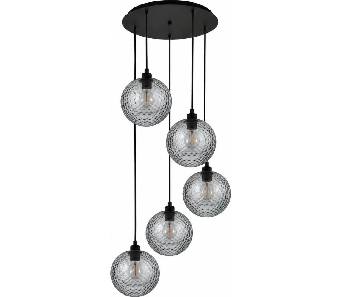 BRILAGI - LED Lustr na lanku RETRO GLASS 5xE27/60W/230V černá/kouřová šedá EG43334A+5xNSTK7466