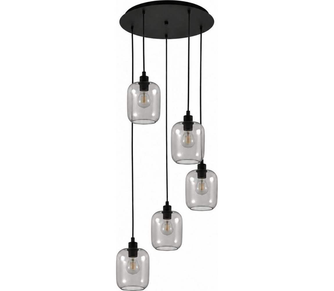 BRILAGI - LED Lustr na lanku RETRO GLASS 5xE27/60W/230V černá/kouřová šedá EG43334A+5xNSTK7758