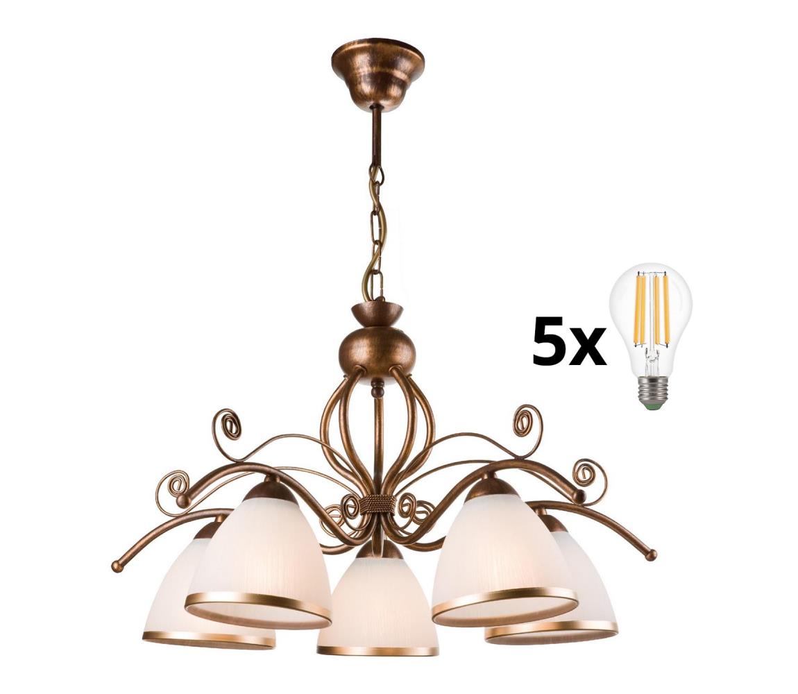 Brilagi - LED Lustr na řetězu ANTICO 5xE27/60W/230V bronz patina 8590828606642