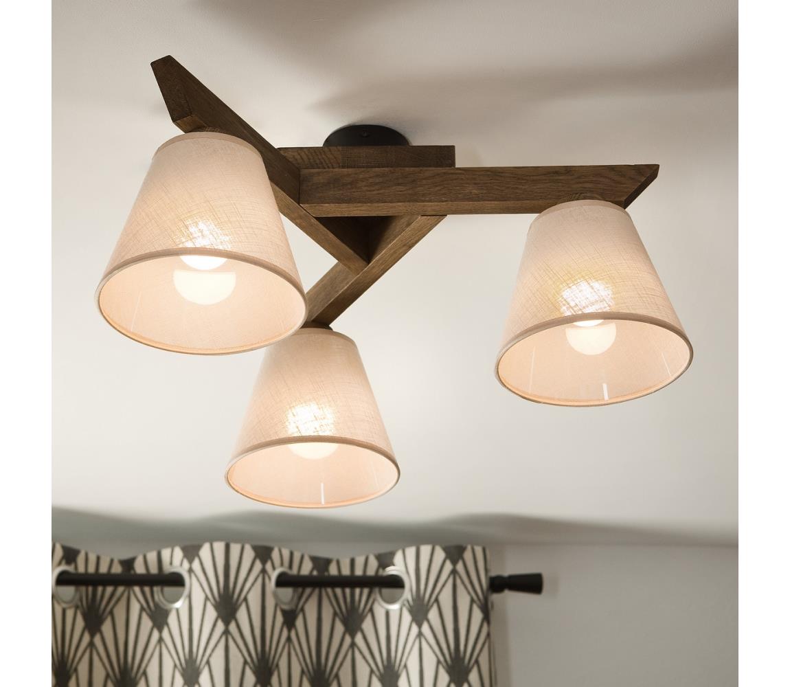 Brilagi - LED  Přisazený lustr ANTHONY 3xE14/40W/230V dub ořech/béžová. 8590828610656