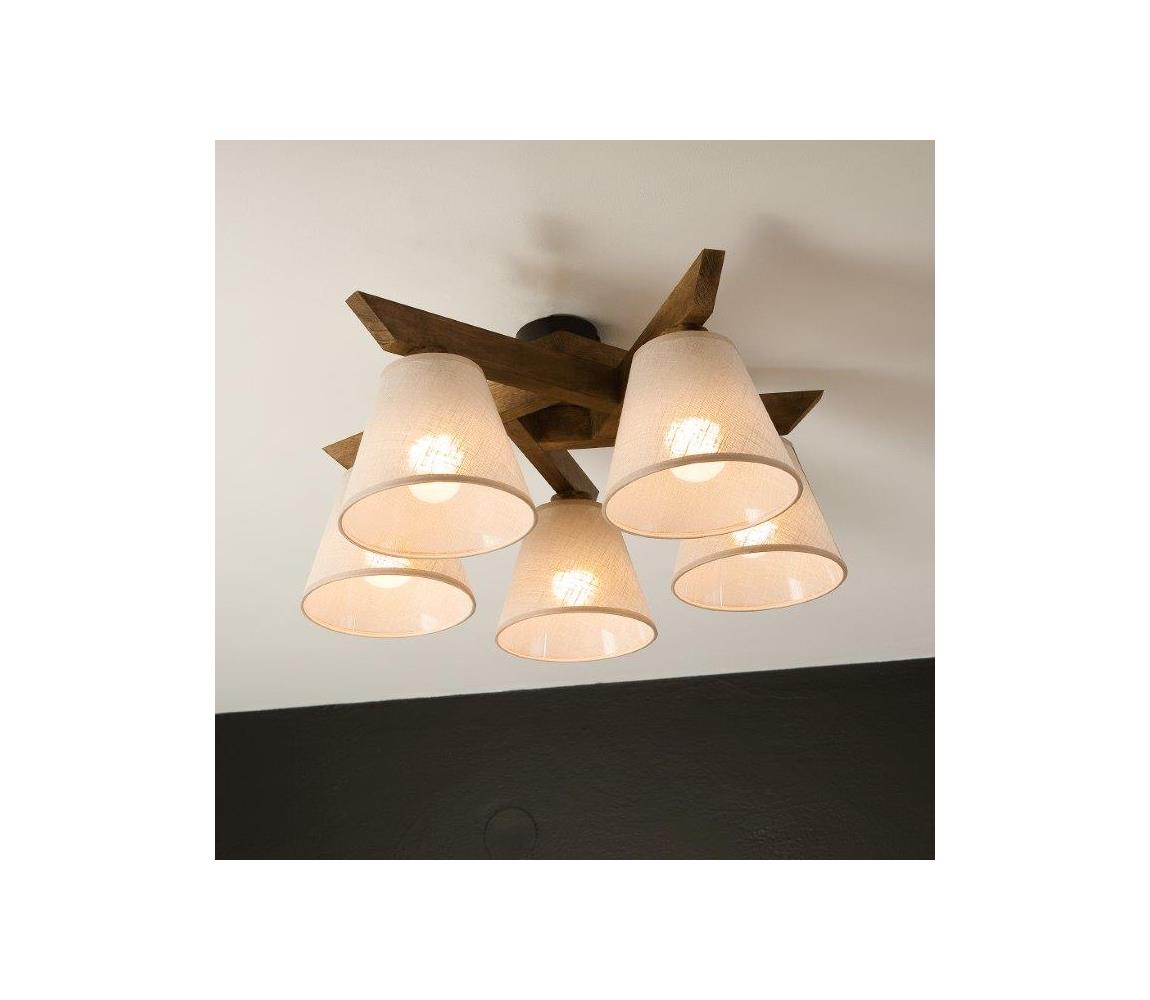 Brilagi - LED  Přisazený lustr ANTHONY 5xE14/40W/230V dub ořech/béžová 8590828610793