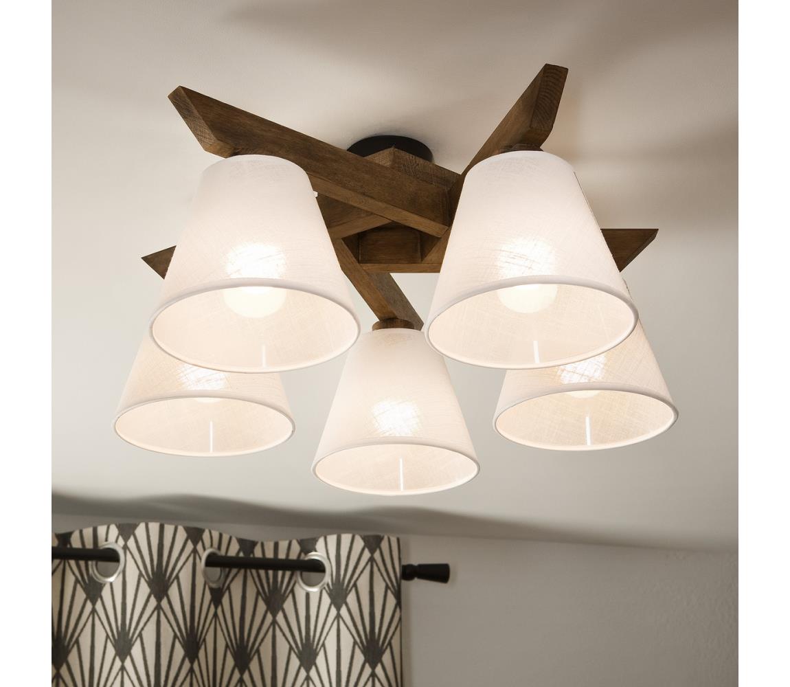 Brilagi - LED  Přisazený lustr ANTHONY 5xE14/40W/230V dub ořech/bílá 8590828610786