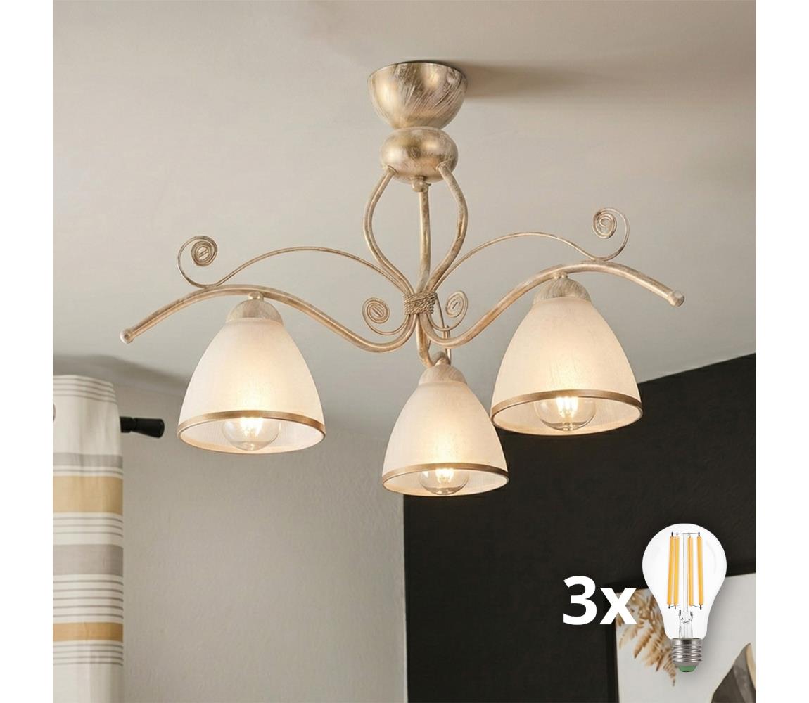 Brilagi - LED Přisazený lustr ANTICO 3xE27/60W/230V bílá patina 8590828036852