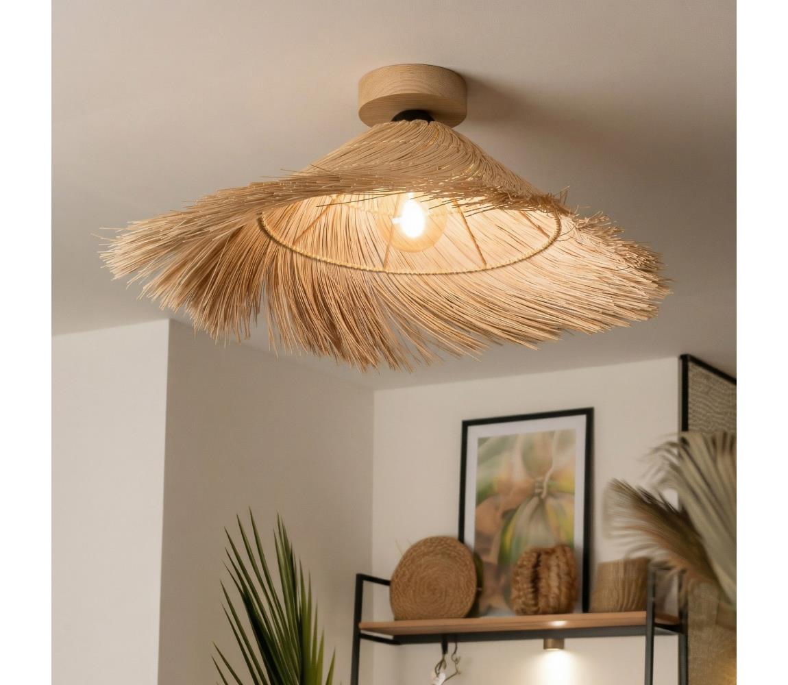 Brilagi - LED Přisazený lustr CERIA BOHO 1xE27/40W/230V pr. 100 cm ratan/dub BG3985+EG781137