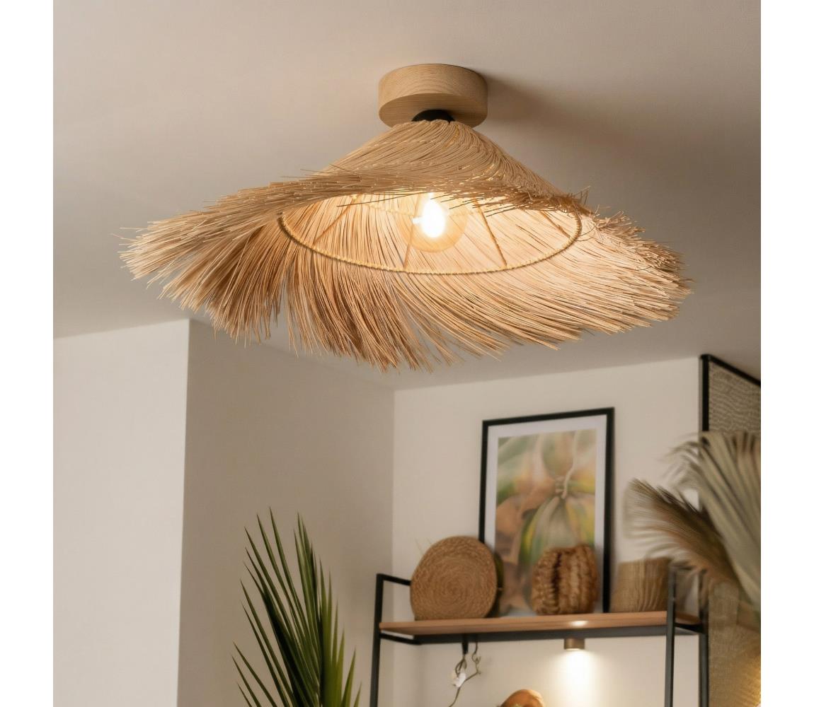 Brilagi - LED Přisazený lustr CERIA BOHO 1xE27/40W/230V pr. 70 cm ratan/dub BG3985+EG781136