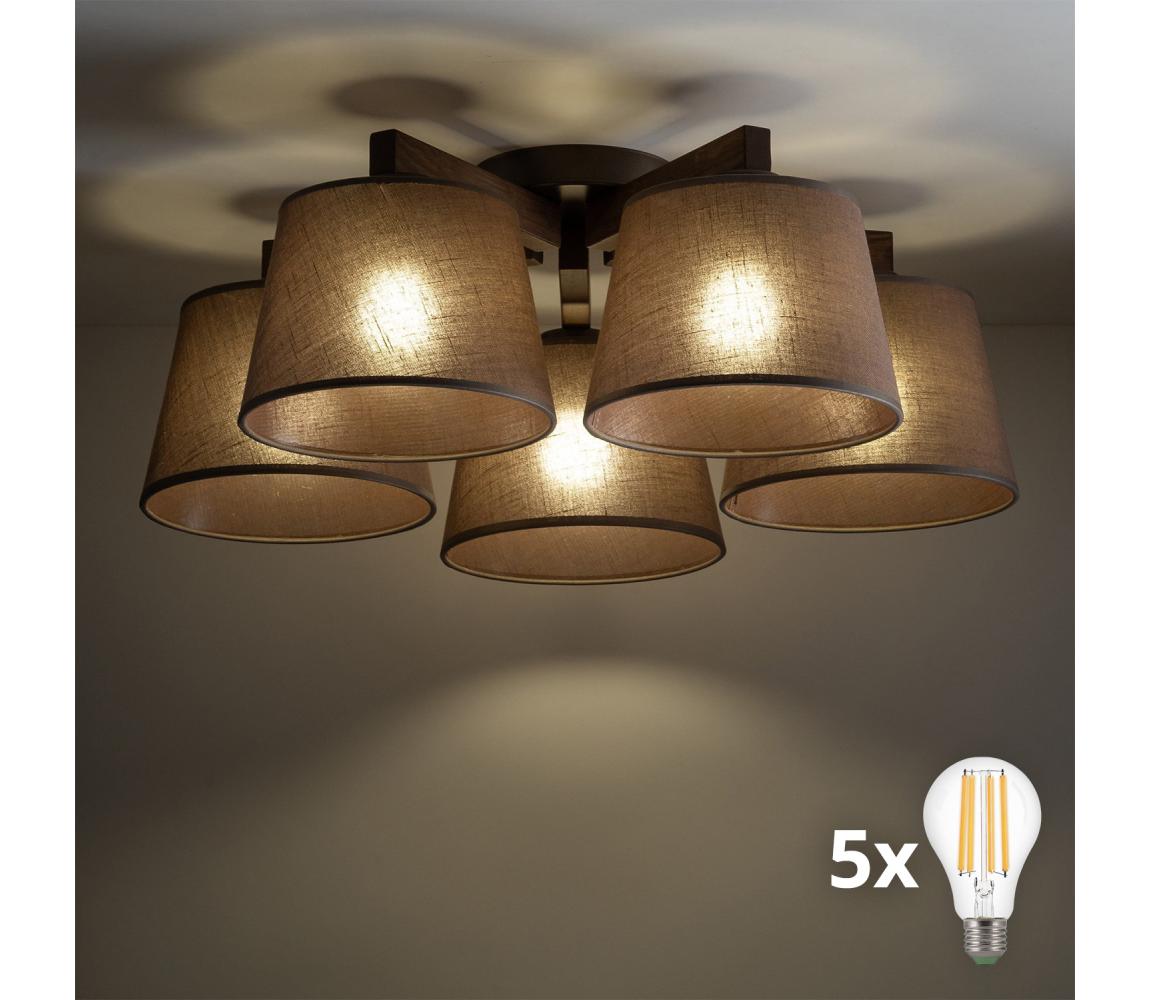 BRILAGI - LED Přisazený lustr LATTE 5xE27/15W/230V borovice/hnědá 11577