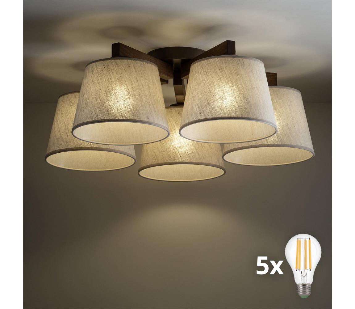BRILAGI - LED Přisazený lustr LATTE 5xE27/15W/230V borovice/krémová 11578