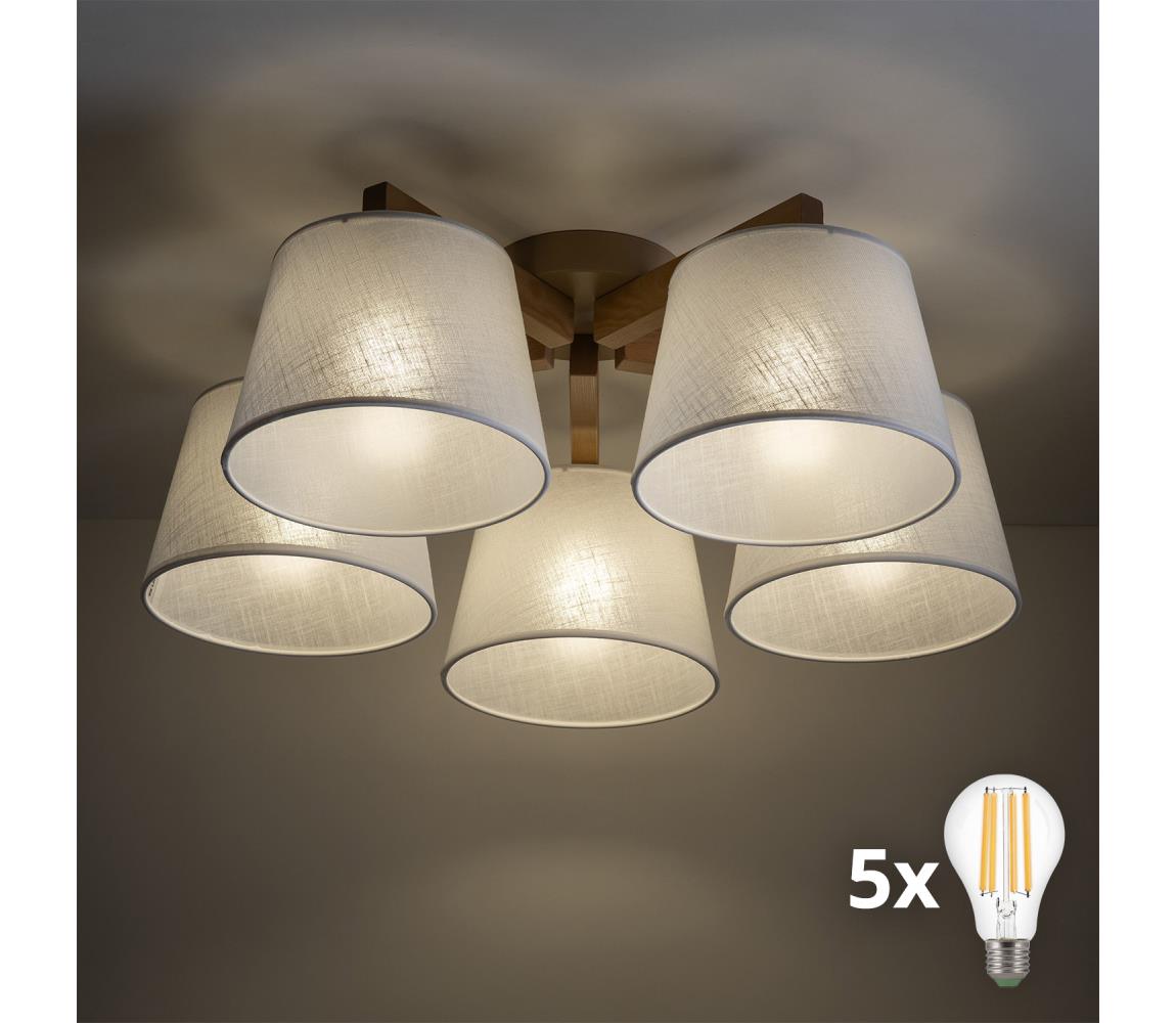 BRILAGI - LED Přisazený lustr LATTE SABIA 5xE27/15W/230V borovice/bílá 11581