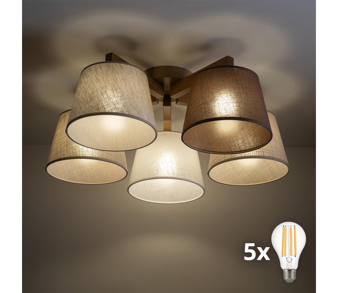 BRILAGI - LED Přisazený lustr LATTE SABIA 5xE27/15W/230V borovice/mix 11584