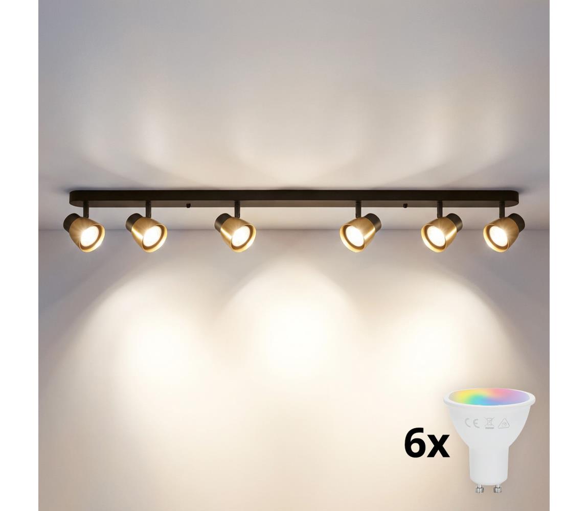 Brilagi - LED RGBW Stmívatelné bodové svítidlo NUGGET 6xGU10/6W/230V černá/zlatá BG3443+AI2323