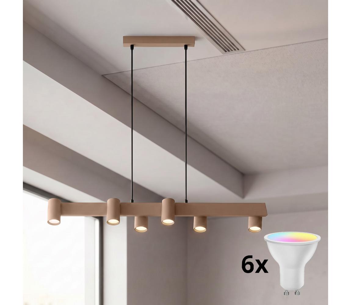 Brilagi - LED RGBW Stmívatelný lustr na lanku SELE 6xGU10/6,5W/230V béžová BG5273+AI2323