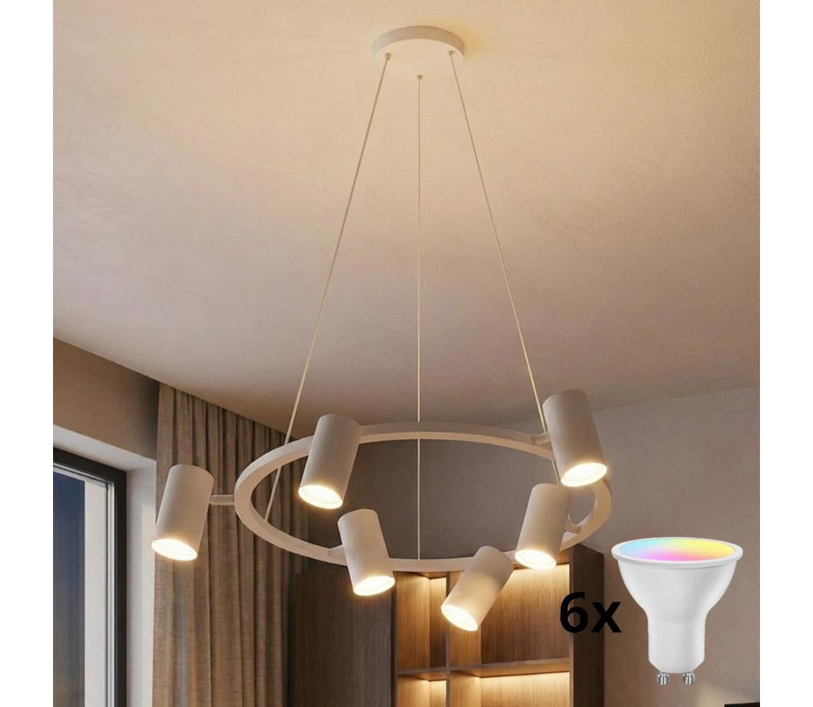Brilagi - LED RGBW Stmívatelný lustr na lanku SELE 6xGU10/6,5W/230V bílá BG5279+AI2323