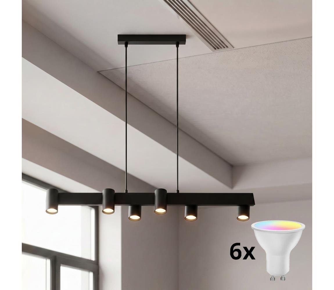 Brilagi - LED RGBW Stmívatelný lustr na lanku SELE 6xGU10/6,5W/230V černá BG5271+AI2323