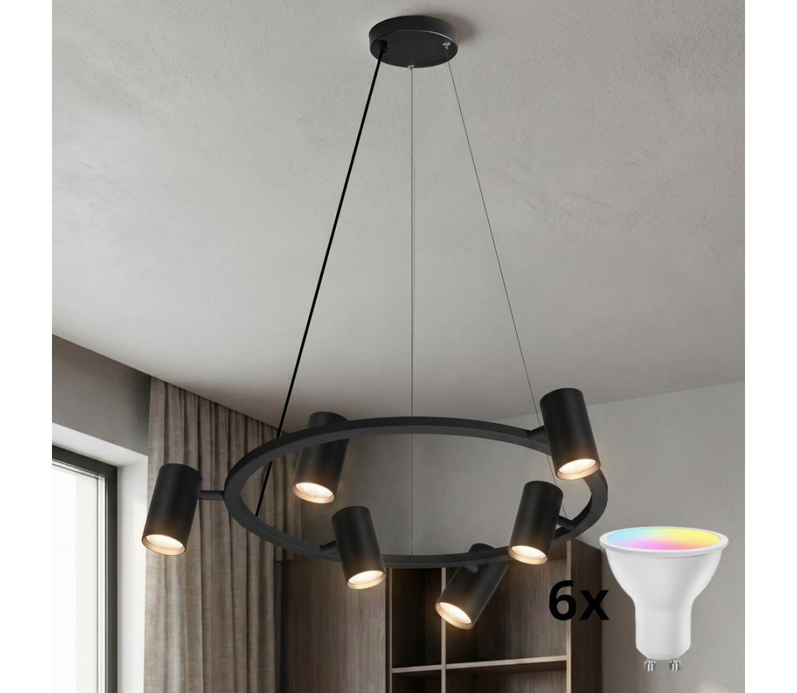 Brilagi - LED RGBW Stmívatelný lustr na lanku SELE 6xGU10/6,5W/230V černá BG5278+AI2323