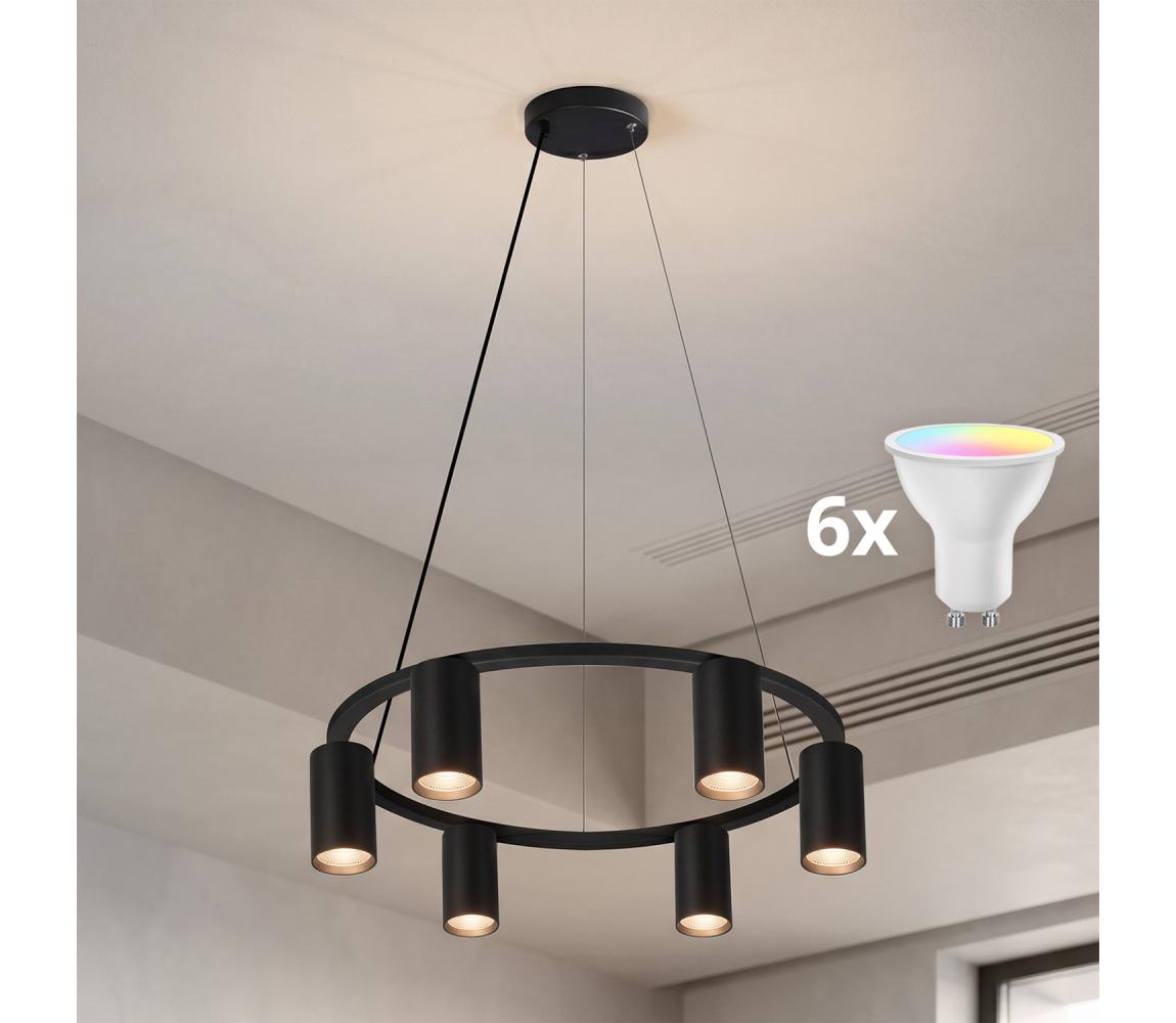 BRILAGI - LED RGBW Stmívatelný lustr na lanku SELE 6xGU10/6,5W/230V černá BG5280+AI2323