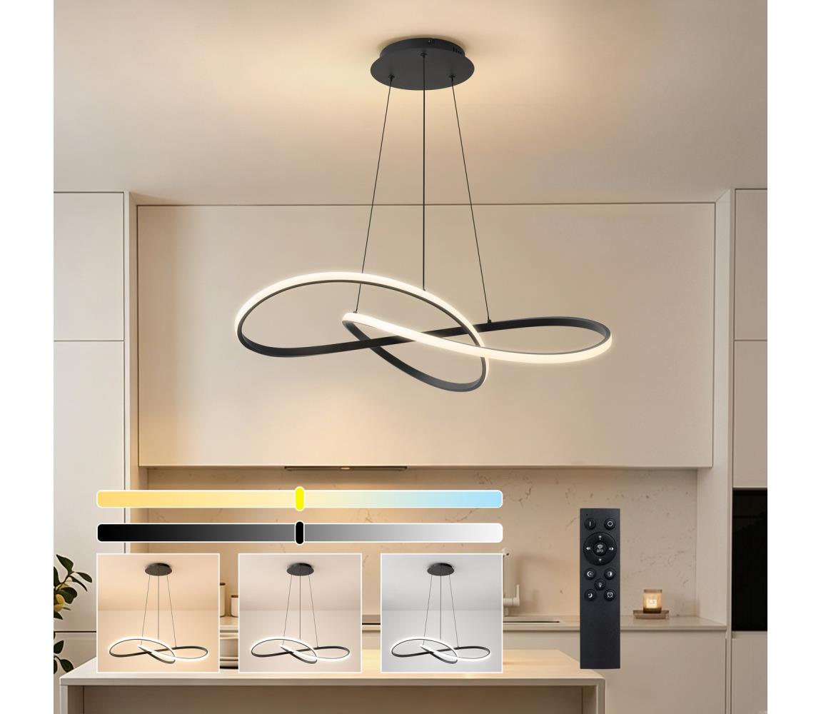 Brilagi - LED Stmívat. lustr na lanku INFINITY LED/80W/230V 80x80 cm černá + DO BRI908