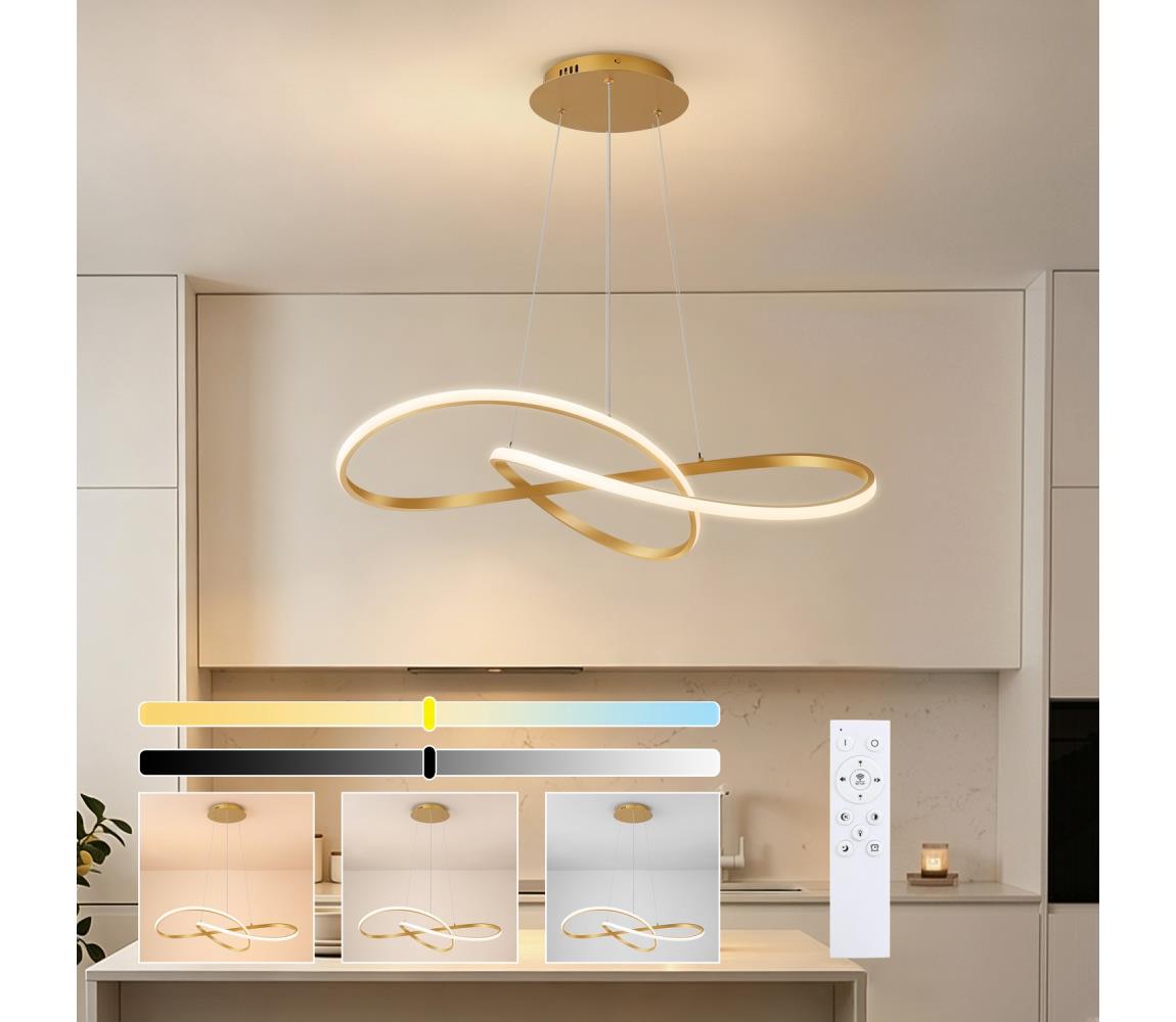 Brilagi - LED Stmívat. lustr na lanku INFINITY LED/80W/230V 80x80 cm zlatá + DO BRI911