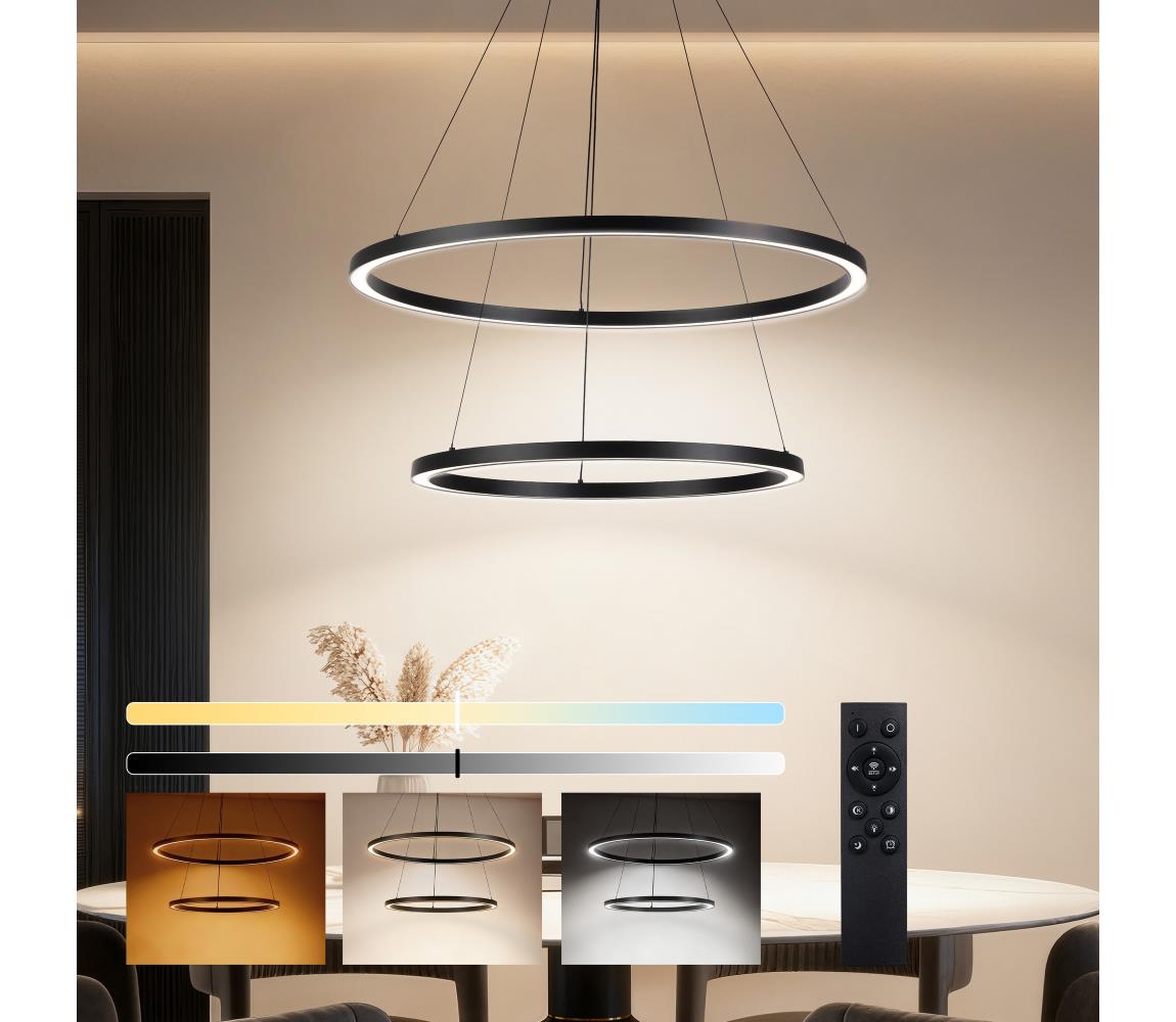 Brilagi - LED Stmívat. lustr na lanku PORTOFINO LED/98W/230V pr. 80 cm černá +DO BRI511