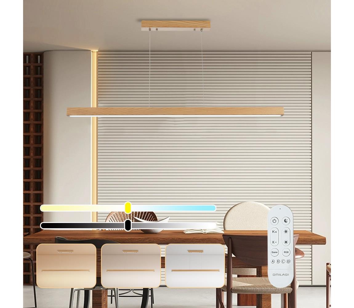 Brilagi -LED Stmívatelný lustr na lanku OAK SMART LED/30W/230V Wi-Fi Tuya dub+DO BRI364