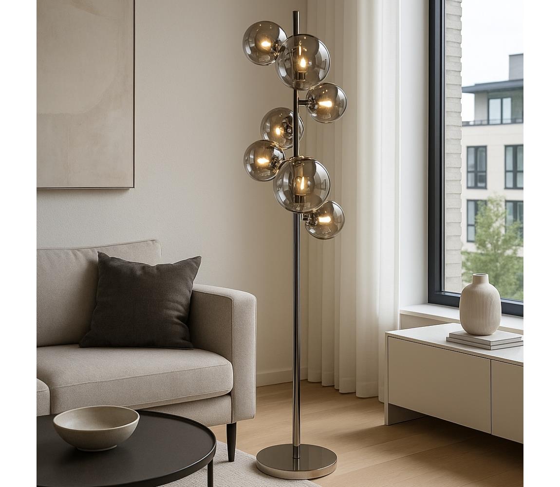 Brilagi - LED Stojací lampa MILLA 7xG9/3W/230V černý chrom/kouřová 3010-7CS