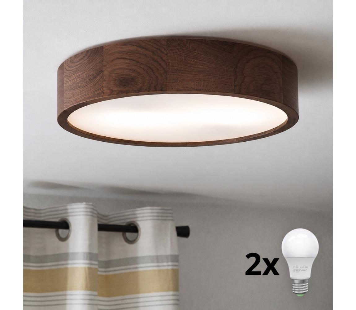 Brilagi - LED Stropní svítidlo CARVALHO 2xE27/15W/230V dub ořech pr. 37 cm 8590828607175