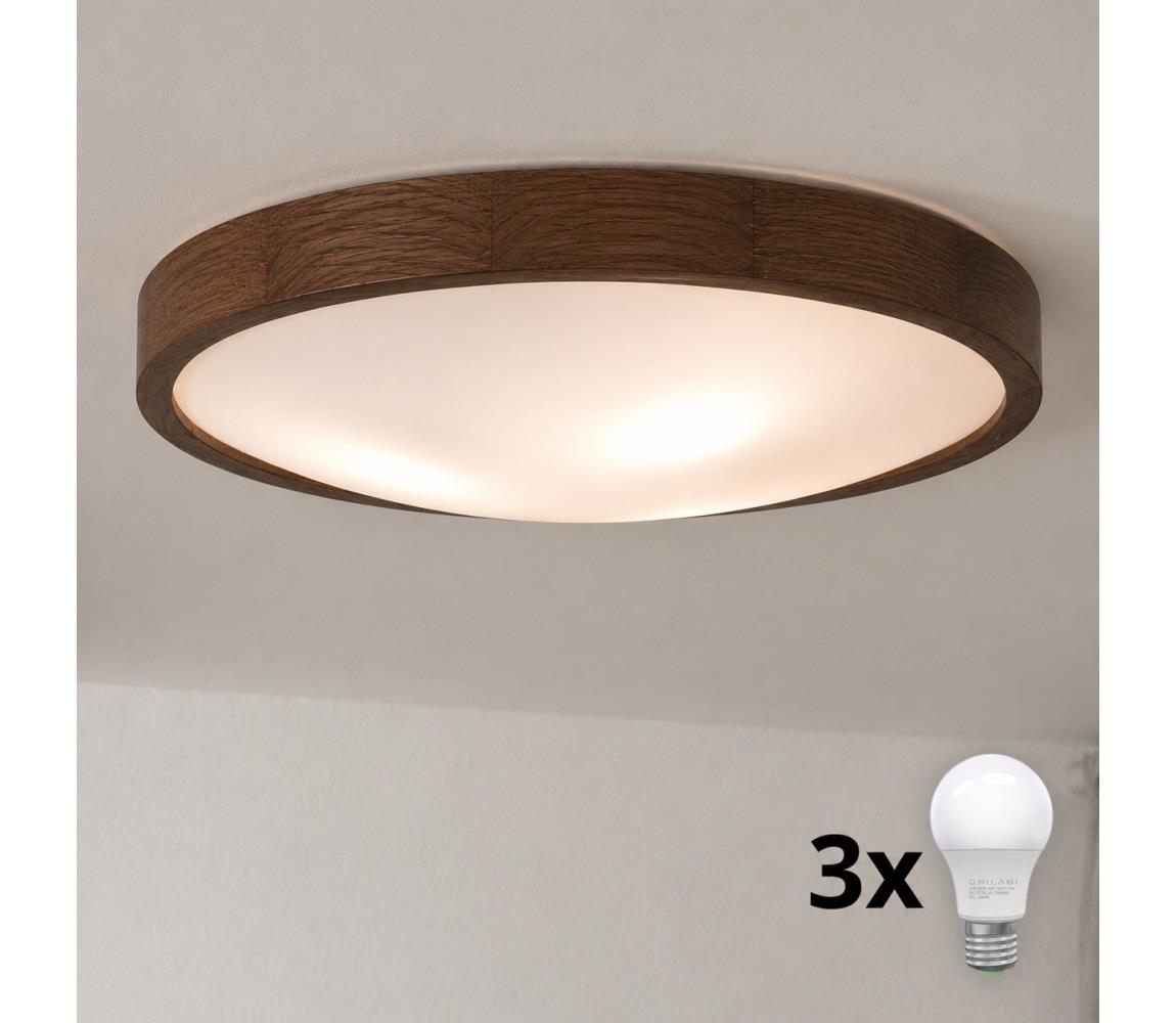 Brilagi - LED Stropní svítidlo CARVALHO SLIM 3xE27/15W/230V dub ořech pr. 47 cm 8590828607212