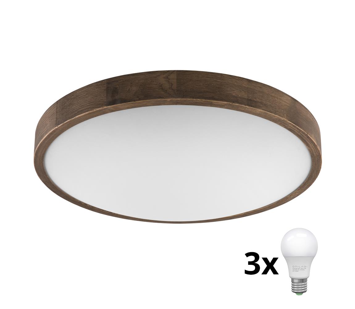 Brilagi - LED Stropní svítidlo CARVALHO SLIM 3xE27/60W/230V dub ořech pr. 47 cm 8590828607212