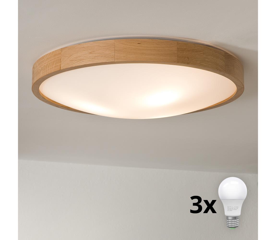 Brilagi - LED Stropní svítidlo CARVALHO SLIM 3xE27/60W/230V dub pr. 47 cm 8590828606796