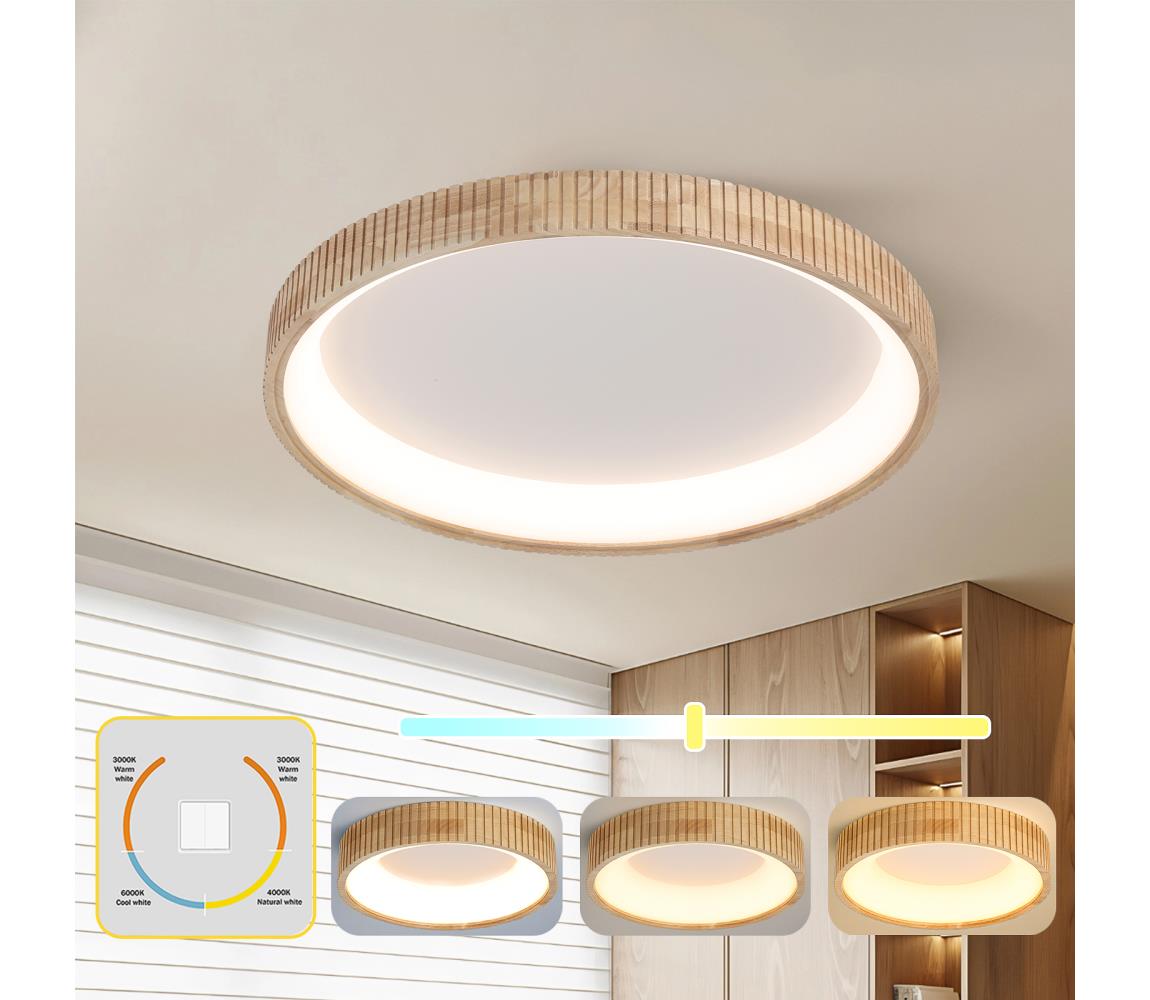 Brilagi - LED Stropní svítidlo FALCON WOOD MODERN LED/60W/230V pr. 80 cm dřevo BRI555
